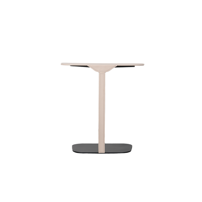 Saddle Side Table in Cream Saddle Leather and Black Metal