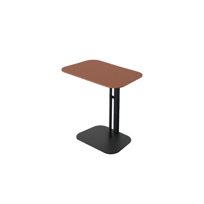 Saddle Side Table in Brown Saddle Leather and Black Metal