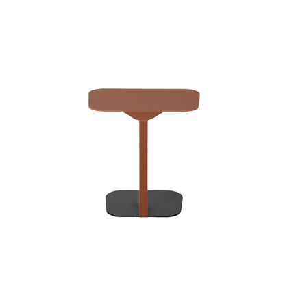 Saddle Side Table in Brown Saddle Leather and Black Metal