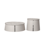 Saddle Side Table in Light Grey Saddle Leather and Grey Ceramic