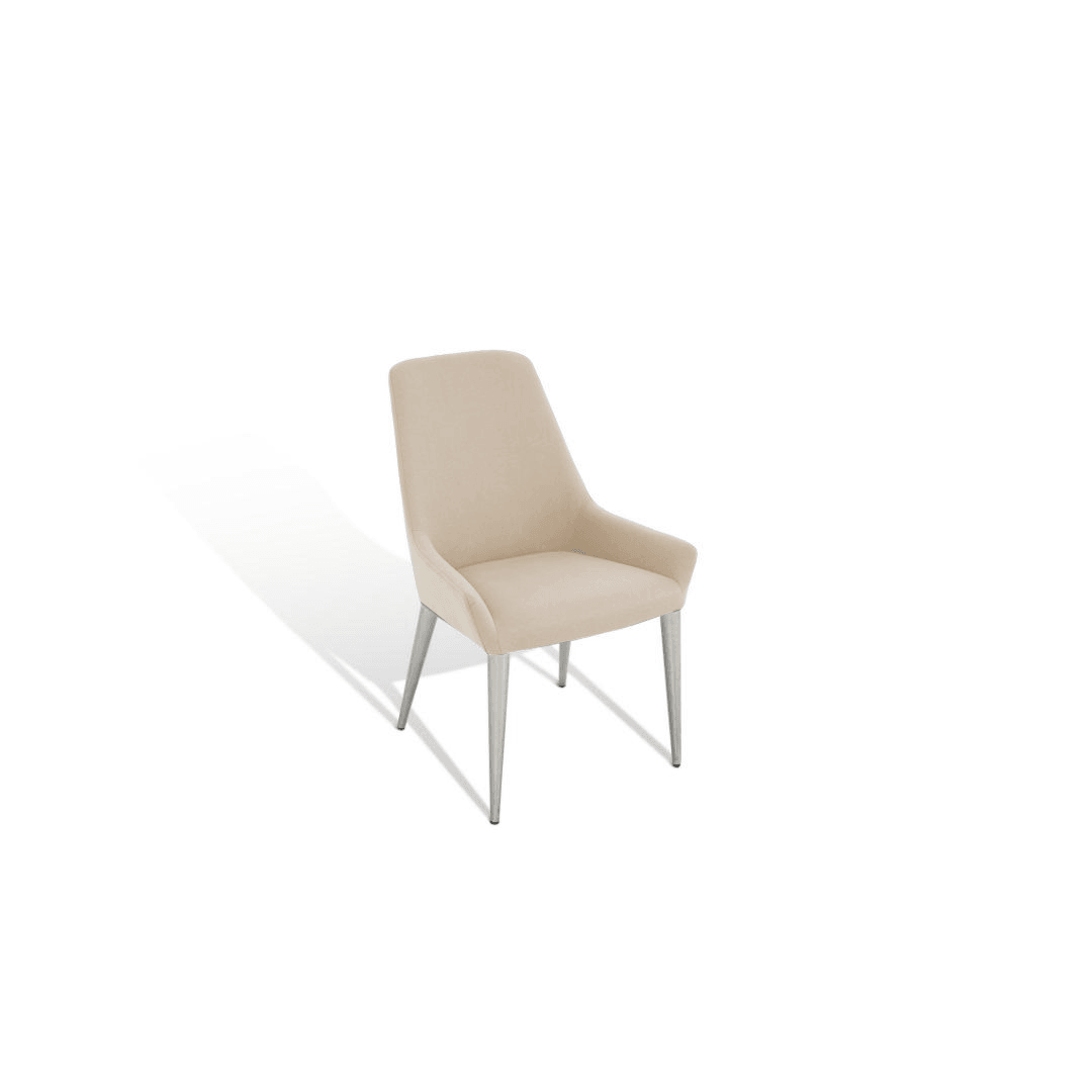 Seville Dining Chair in Beige Fabric & Stainless Steel Finish