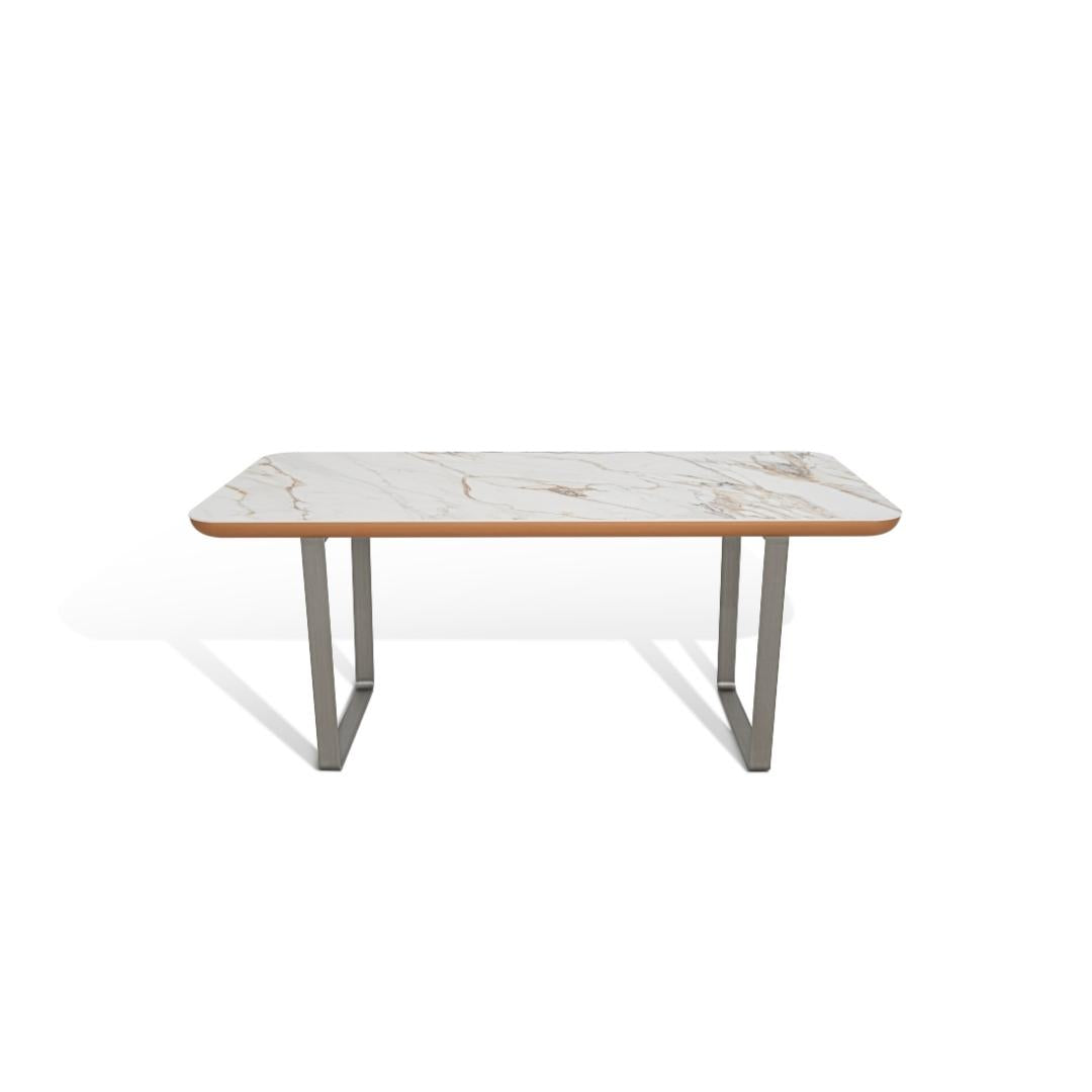 Seville Dining Table - Ceramic & Stainless Steel Finish