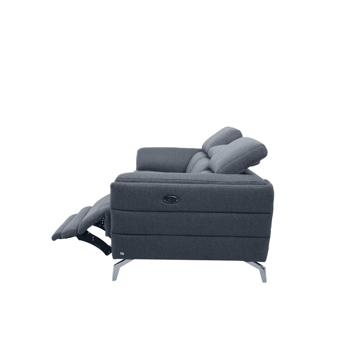 Blush 3 seater sofa with 2 recliners in Grey Lagoon Fabric, 221cm - HomesToLife