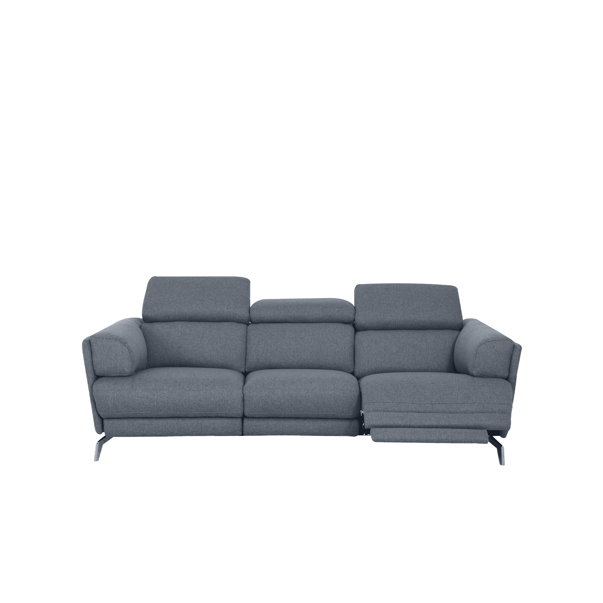Blush 3 seater sofa with 2 recliners in Grey Lagoon Fabric, 221cm - HomesToLife