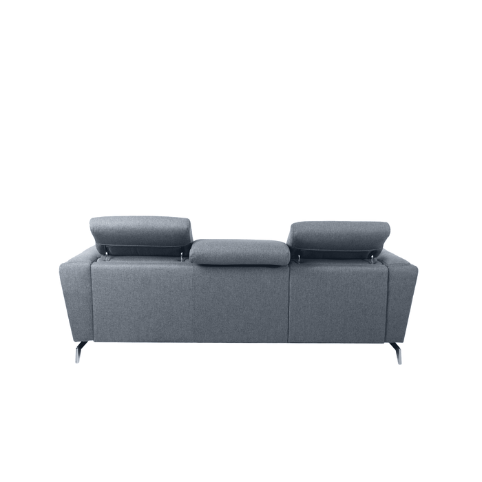 Blush 3 seater sofa with 2 recliners in Grey Lagoon Fabric, 221cm - HomesToLife