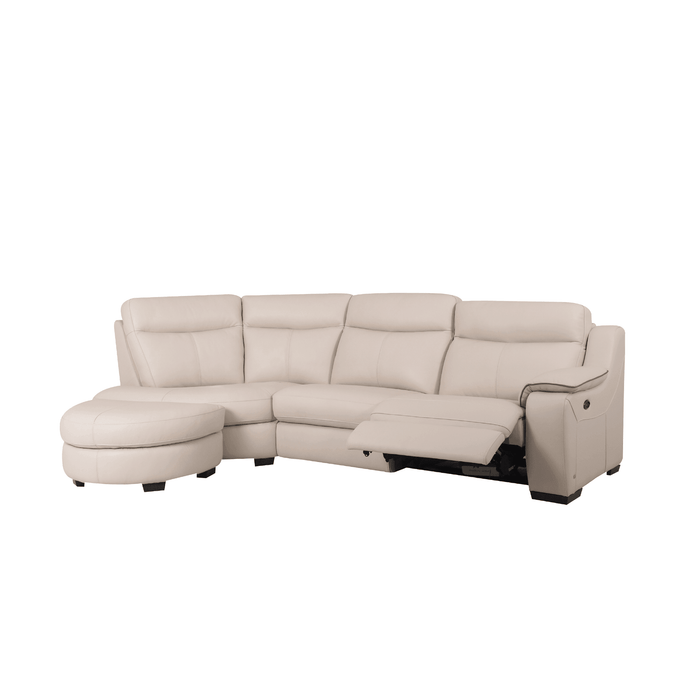 Boracay 3 seater sofa with recliner in Frost Signature Leather, 309cm - HomesToLife