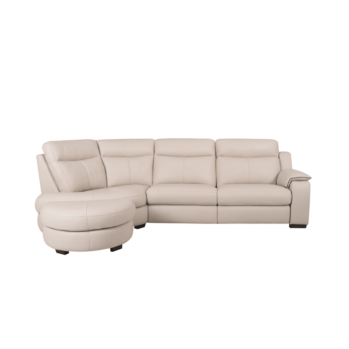Boracay 3 seater sofa with recliner in Frost Signature Leather, 309cm - HomesToLife