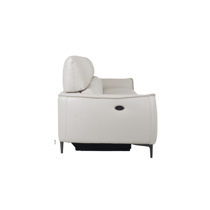Ready Stock: Reo 3 Seater with 2 Recliners in White Leather