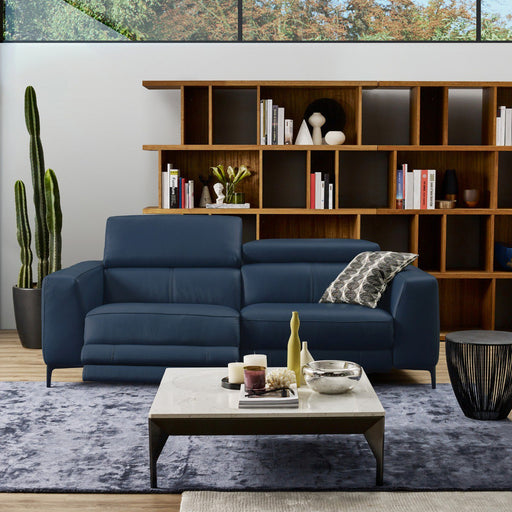 Ready Stock: Mondrian 2.5 Seater Blue Leather Recliner Sofa