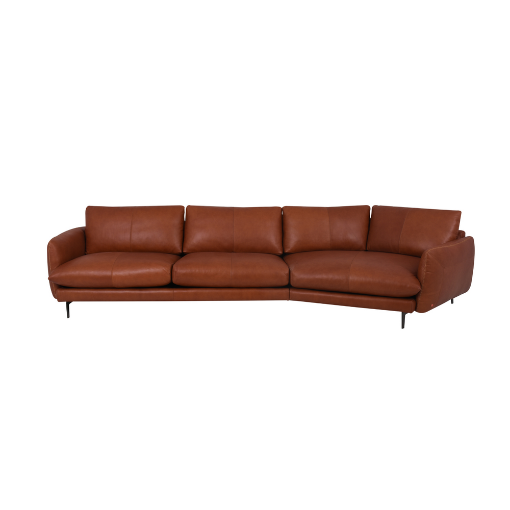 Boho Sectional Sofa in Tan Leather