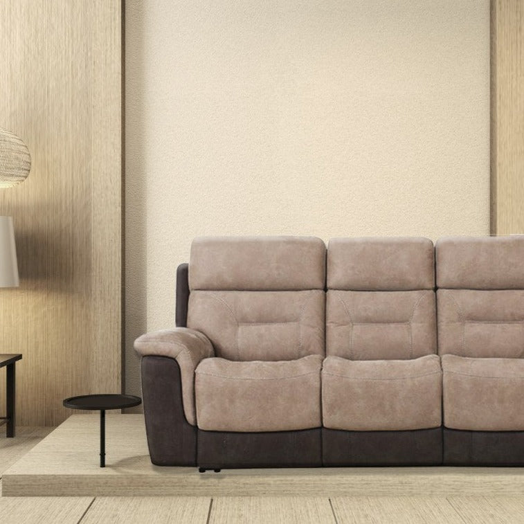 Ready Stock: Tobi 3 Seater with 2 Manual Recliners in Fabric