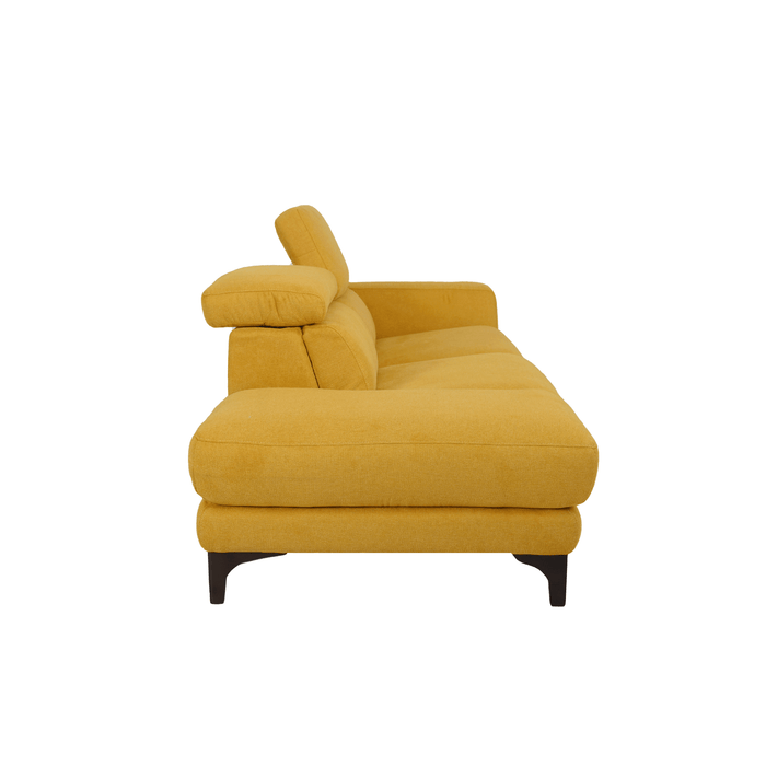 Mondrian adjustable headrest 2.5 open-end sofa in Yellow Fabric