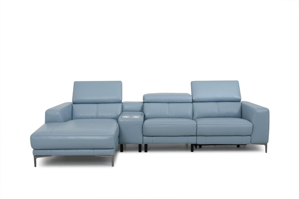 Mondrian L-shape Recliner Sofa with Storage Console - HomesToLife