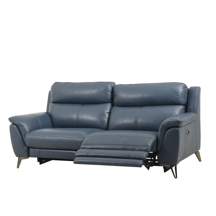 Smile 2.5 seater Blue Leather Recliner Sofa - HomesToLife