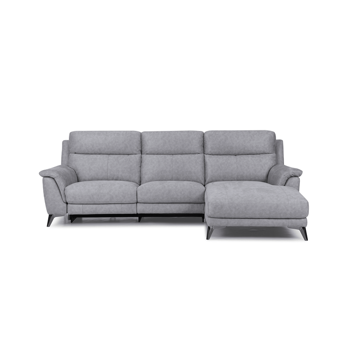 Smile L-Shape Sofa in Silver Grey Fabric - HomesToLife