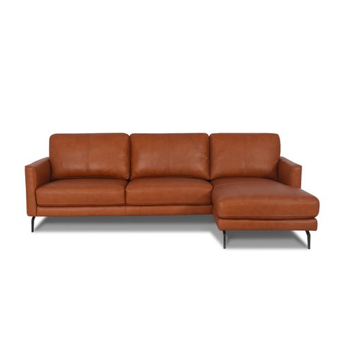 Smith L shape sofa in Pecan Brown Leather - HomesToLife