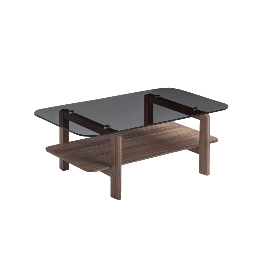 Como Coffee table, Grey Glass top and Walnut base, 100cm x 60cm - HomesToLife